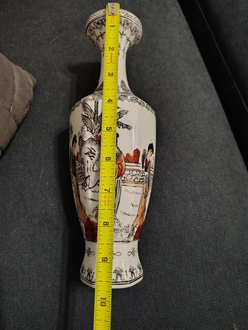 Vintage Asian EGGSHELL Porcelain Vase with Geisha Motif /Stamped